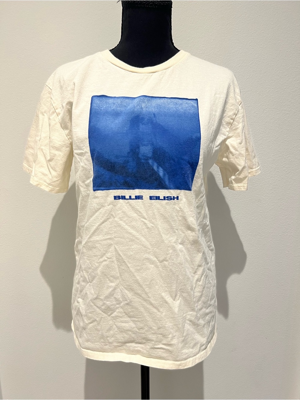 Billie Eilish Cream Short-Sleeve Tee with Blue Graphic